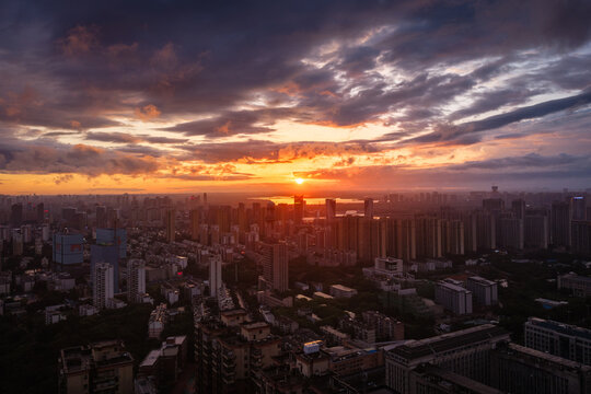 sunset over the city