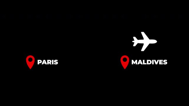 Paris To Maldives Airplane Travel Flight Route animation