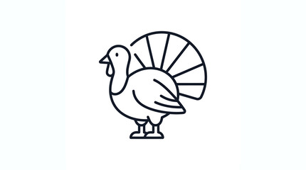 Fototapeta premium Minimalist line art icon of a turkey bird for thanksgiving holiday celebration and farm animal design projects