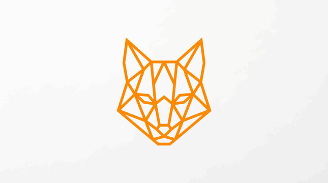 Orange geometric low poly fox head logo.