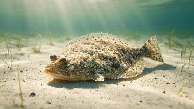 summer flounder close up underwater off cape cod massachusetts morning light video