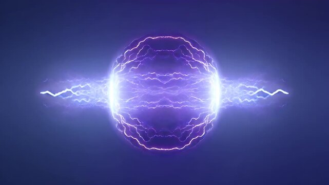 Electric Lightning Arcs Wrapping Around Invisible Sphere on Transparent Background, Futuristic Energy Plasma Motion