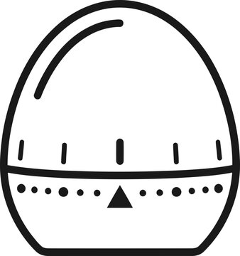 Kitchen egg timer, mechanical device for cooking, minimalist line art icon