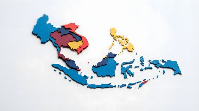 ASEAN Map Silhouette Papercut Art