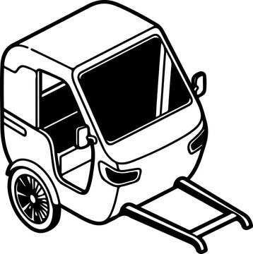 Tuk-tuk, auto rickshaw, vector illustration, transportation icon