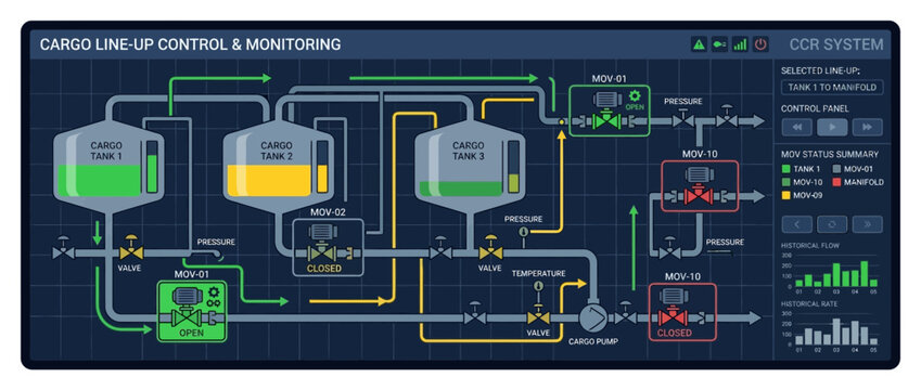 Industrial Process Control System Schematic: Cargo Line-Up Monitoring