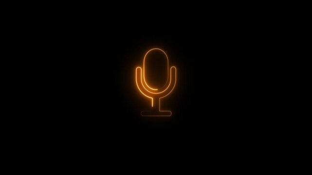 Microphone button icon voice recording and podcast.Microphone logo icon color.Cyan color microphone button icon on black background.