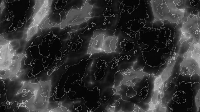 Abstract dark plasma loop animation. Monochrome lightning fluid discharge animation with organic shapes