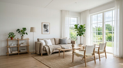 Fototapeta premium Scandinavian Minimal Living Room Interior Illustration