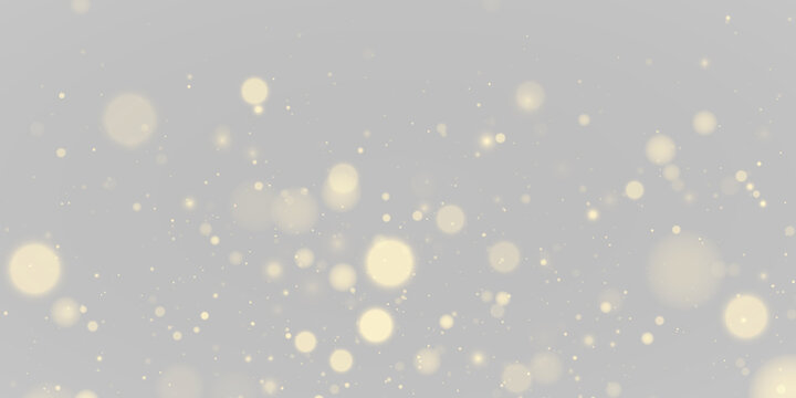 Scattered gold particles sparkle with radiant shimmer and elegant festive brilliance. Glowing bokeh circles merge with magical stardust, soft highlights and warm illumination PNG. 