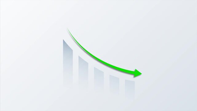 Down arrow business graph chart animation. Loss business graph icon animation. Going down graph chart animation 4k animation on white background