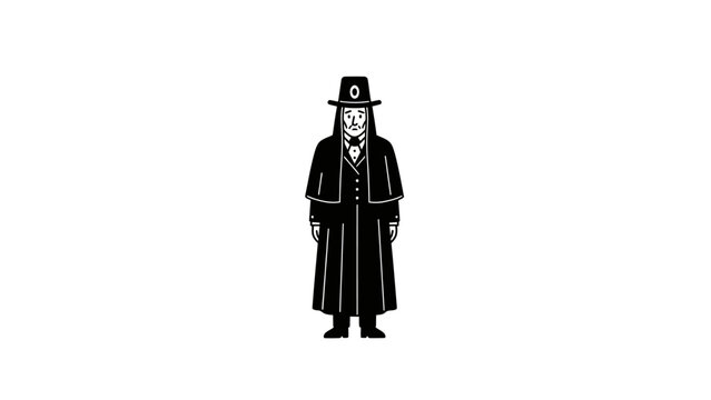 Minimalist Illustration of a Puritan Man