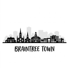 Obraz premium Braintree Skyline Silhouette — A Historic South Shore Community Massachusetts Vector Illustration