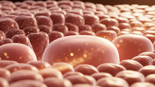 Smooth healthy cellular surface with a radiant gold aura for premium skincare and beauty