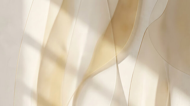 Abstract warm neutral wallpaper background featuring translucent flowing waves with elegant soft light and shadow play