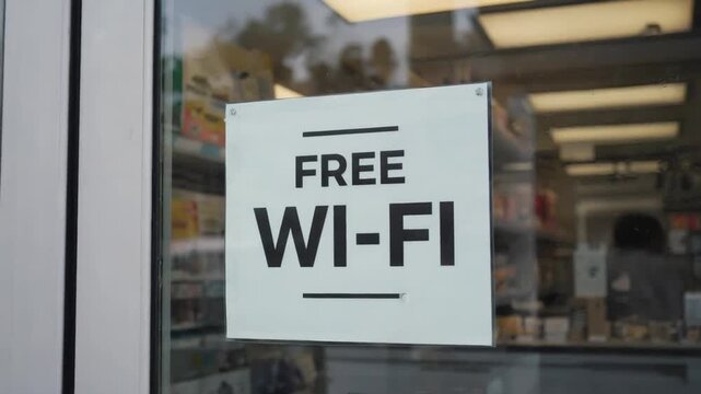 "Free wifi" sign in a store.
