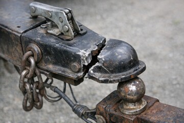 Fototapeta premium Close-up shot of a chain with a helmet attached, suitable for fantasy or armor-themed designs