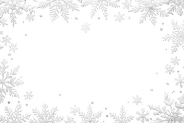 Fototapeta premium White snowflakes forming a classic winter frame for your festive designs. Transparent background for easy layering