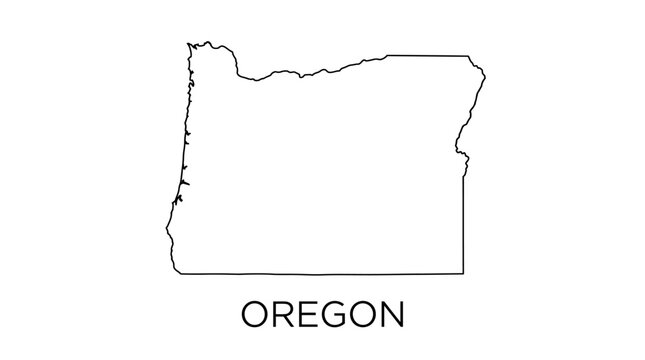 Oregon State Outline Map Illustration