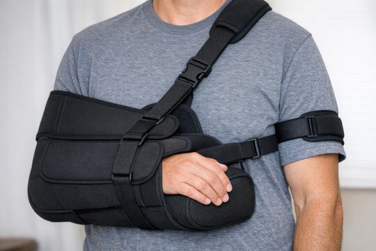 A person wearing a sling on their shoulder, suitable for medical or historical illustrations