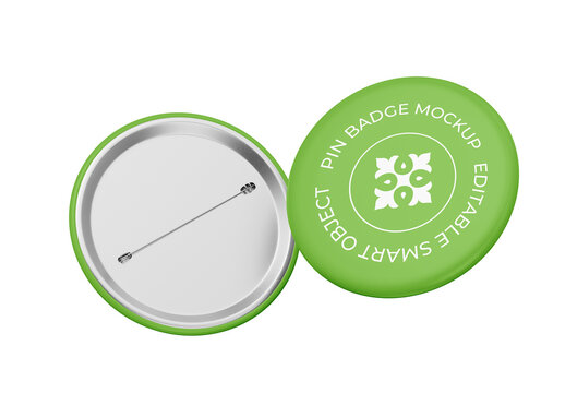 Pin Badge Front and Back View Mockup