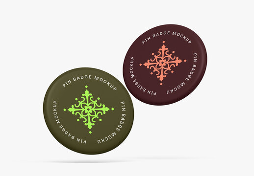 Open Round Badge Pin Button Mockup