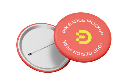 Realistic Round Pin Badge Mockup