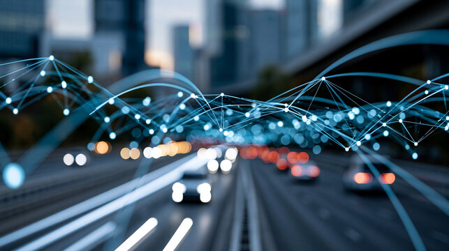 AI-powered system enhancing intelligent transportation by analyzing real-time vehicle data traffic conditions and driver behavior for efficient route planning and safety, smart