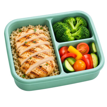 3D Healthy Meal Prep Box for Diet Plan and Fitness Nutrition Concept