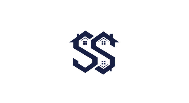 Creative double letter S real estate logo with houses