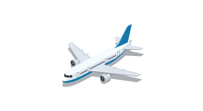 Commercial passenger airplane in isometric view