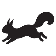 Fototapeta premium Running Squirrel Black Silhouette Animal Vector Icon