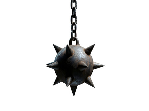 Spiked mace ball isolated on transparent background