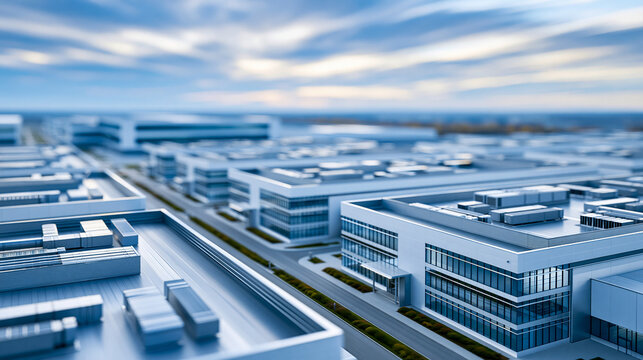 Aerial drone view of large-scale hyperscaler data center with big data AI and internet infrastructure supporting cloud services, aerial infrastructure concept, drone photography,