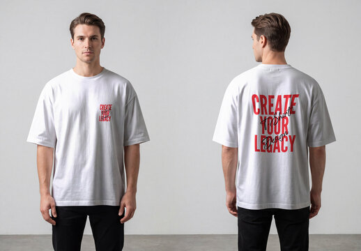 T-Shirt Mockup Front & Back With Model