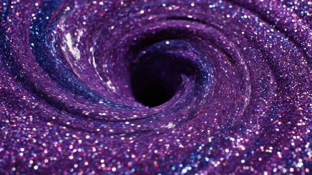 Swirling purple glitter vortex in liquid creating a magical and atmospheric abstract background
