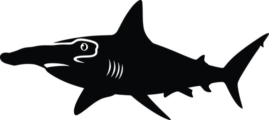 Fototapeta premium Silhouette design of a large hammerhead shark in profile vector