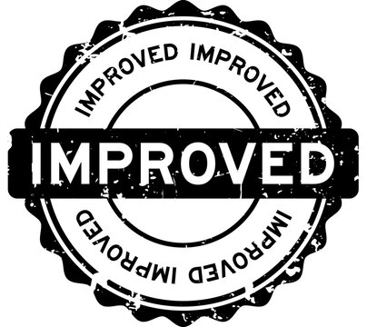 Grunge black improved word round seal stamp on white background