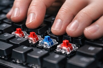 Naklejka premium A close-up shot of someone typing away on their computer keyboard
