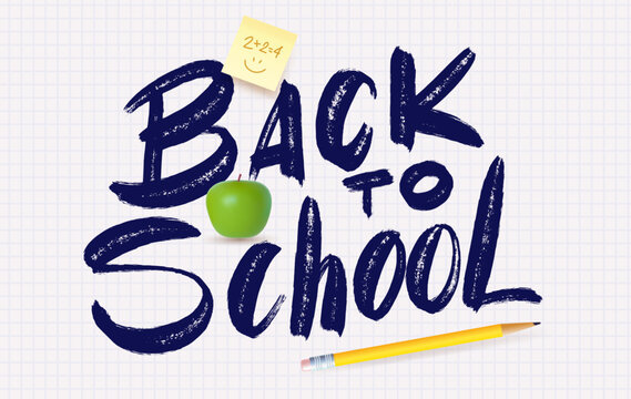 Back to School vector lettering. Handwritten typography stickers in playful modern cartoon style for posters, branding, social media, banner, classroom decor, education. stationery, school promotion