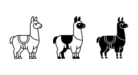 Llama Icons Set, Cute Alpaca Vector Graphics, South American Camelid Illustrations, Simple Animal Line Art © Samiya