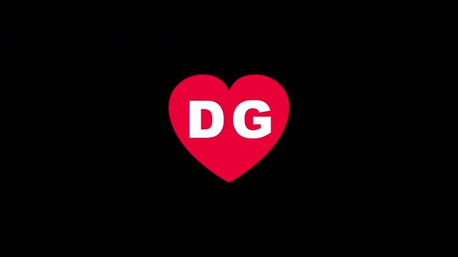 Pulsing Red Heart Icon With Dg D+g D G Breathing Love Symbol Loop Animation On Black Background