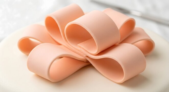 Elegant folded matte fondant ribbon for cake decoration