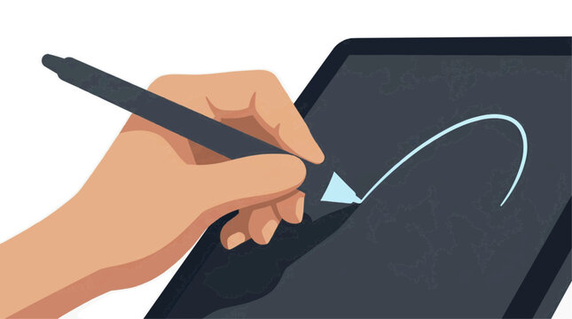 A hand holding a stylus and drawing on a digital tablet on transparent background Typical brazilian food,