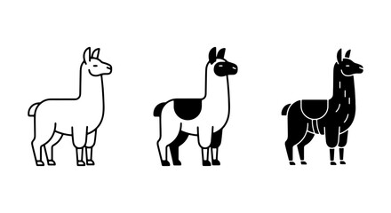 Llama Icons Set, Cute Alpaca Vector Graphics, South American Camelid Illustrations, Animal Silhouettes for Design © Suma