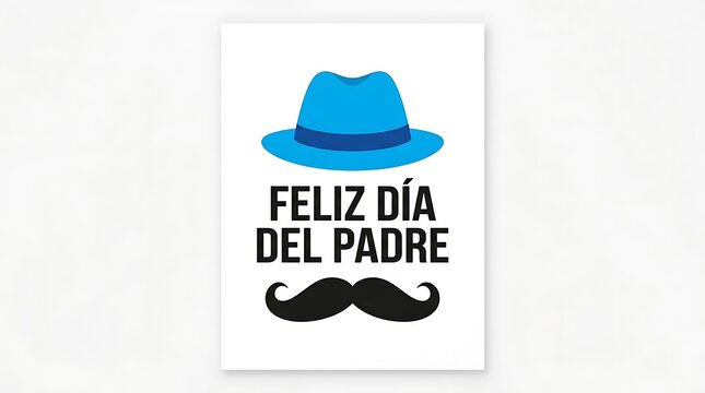 Feliz dia del padre fathers day greeting card design with mustache, greeting
