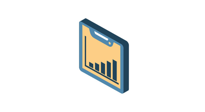 Isometric folder icon with rising growth bar chart
