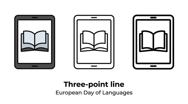 Digital E-book Reader Tablet Icons Set