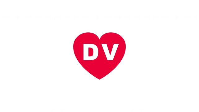 Pulsing Red Heart Icon With Dv D+v D V Breathing Love Symbol Loop Animation On White Background