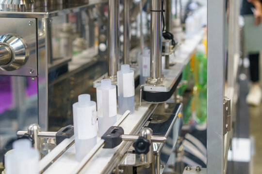 White Plastic Bottles on Automated Production Line